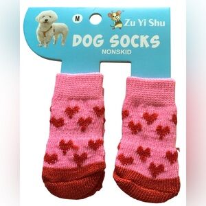 Pink & Red Heart NonSkid Dog Socks 💖